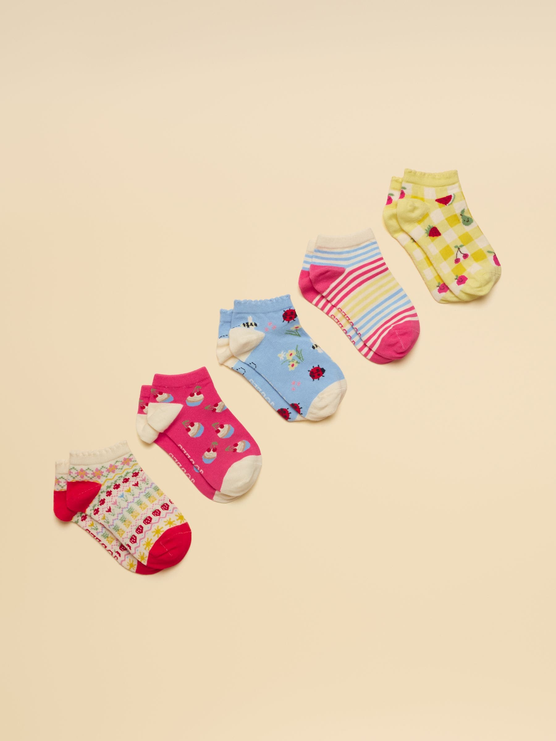 Joules Girls ' Rilla 5 Pack Socks Pink Yellow Size 6-8.5 Jnr Kids