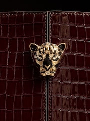 Lipsy Burgundy Red Croc Effect Shopper Tote Bag - Image 3 of 6