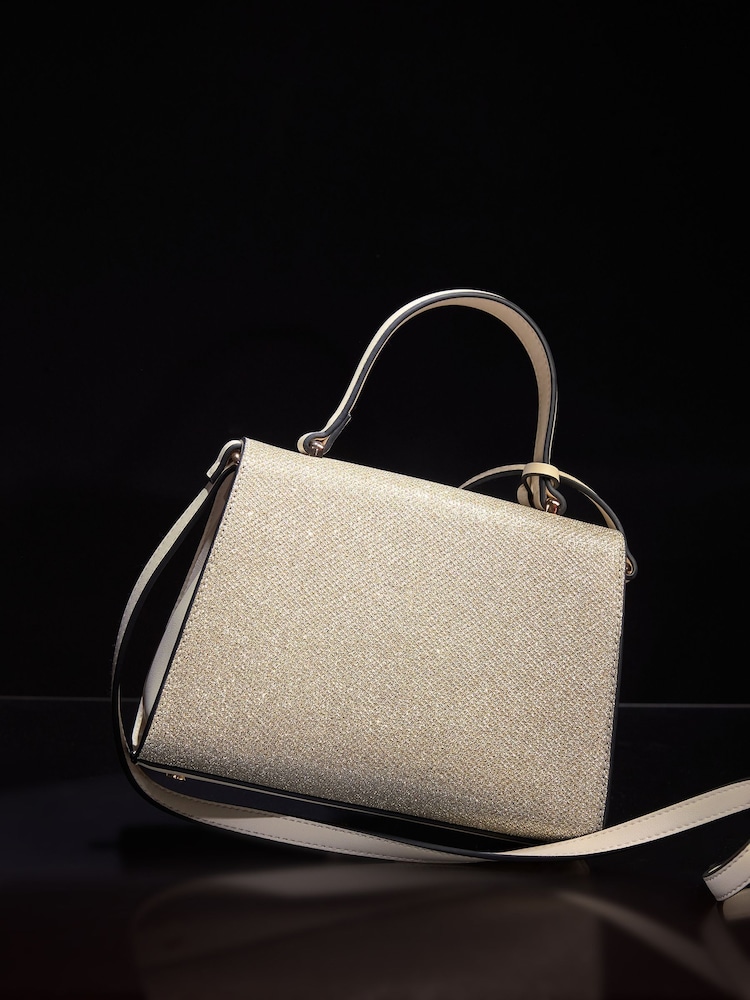 Lipsy Gold Glitter Mini Top Handle Tote Bag - Image 5 of 5