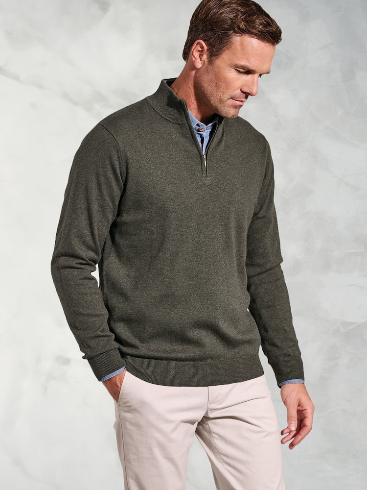 Brook Taverner Green 1/4 Zip Jumper - Image 1 of 3