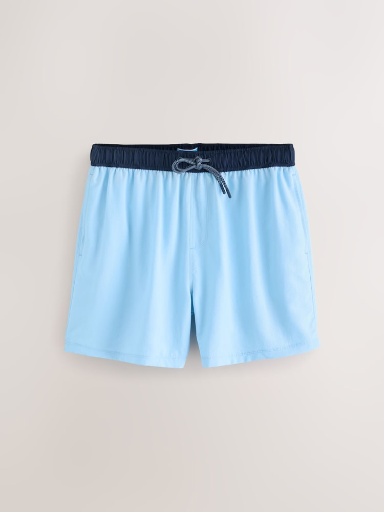 Navy Blue/Light Blue - Contrast Waist Swim Shorts - Imagem 1 de 4