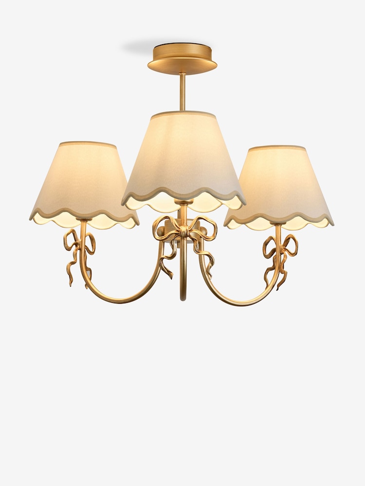Brass Bow Chandelier Ceiling Light - Image 6 of 6 Brass Bow Chandelier Ceiling Light - Image 6 of 6