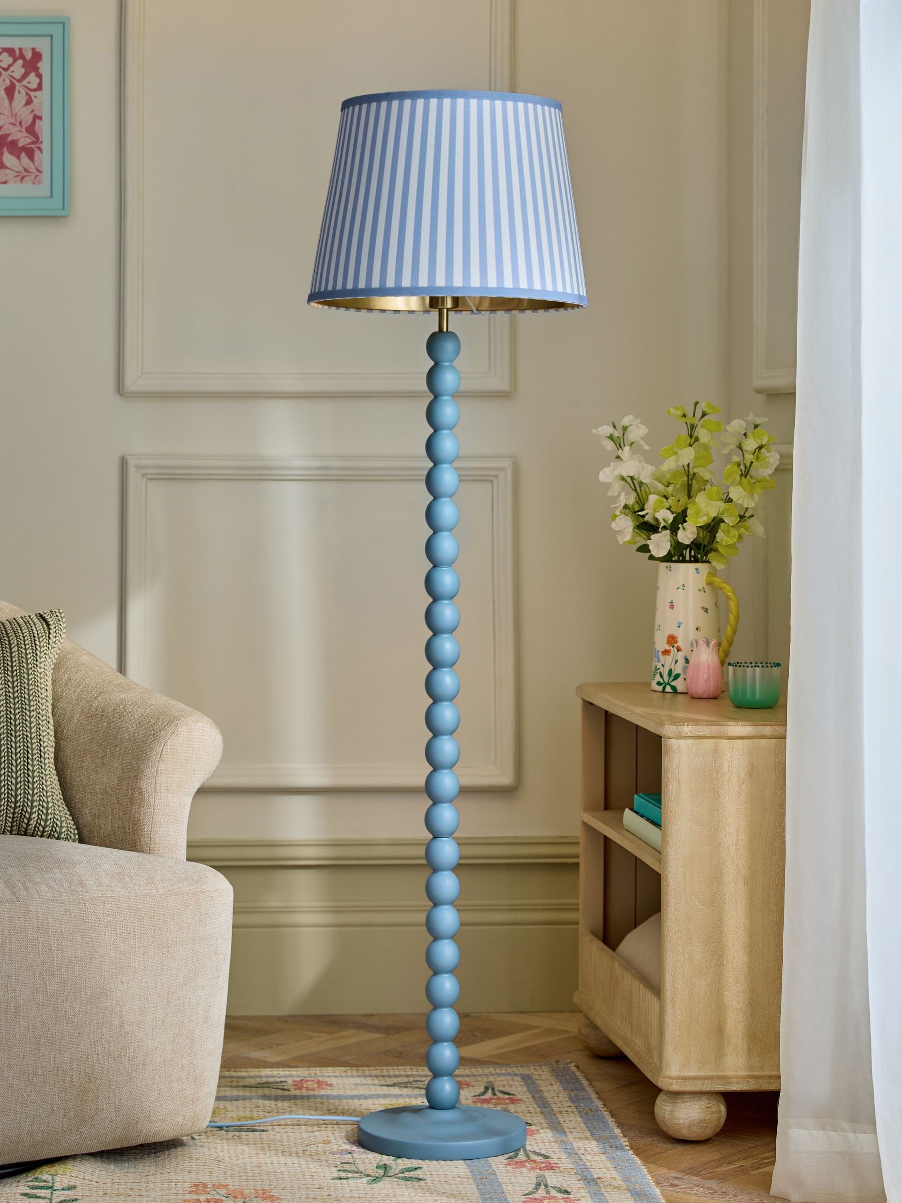 Buy Blue Stripe Bobbin Millie Floor Lamp from the Next UK online shop