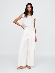 White - Gap High Waisted Pleated Trousers - Image 1 of 8