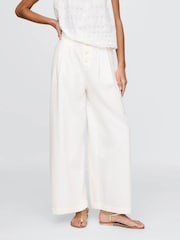 White - Gap High Waisted Pleated Trousers - Image 4 of 8
