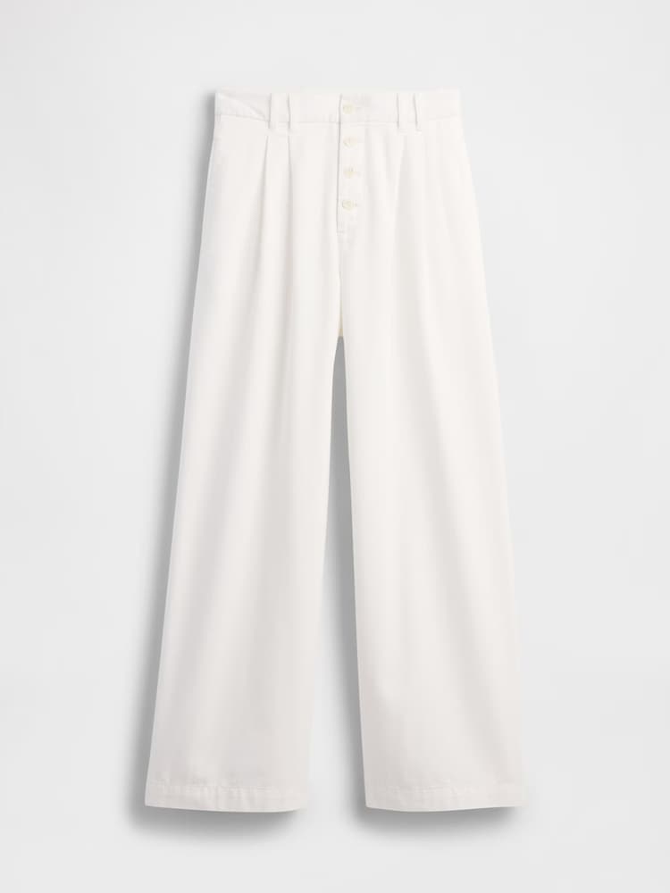White - Gap High Waisted Pleated Trousers - Image 8 of 8