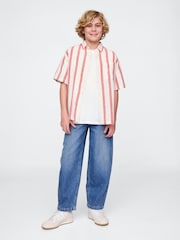 Gap White Stripe Linen-Cotton Relaxed Shirt (4-13yrs) - Image 3 of 5