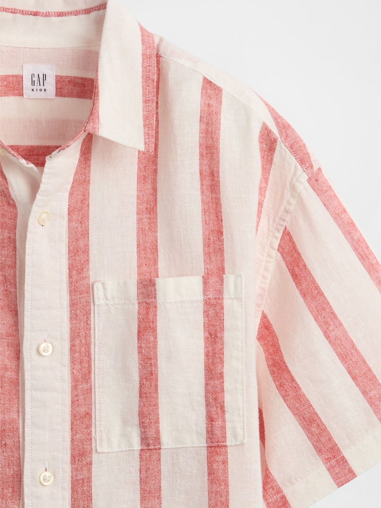 Gap White Stripe Linen-Cotton Relaxed Shirt (4-13yrs) - Image 5 of 5