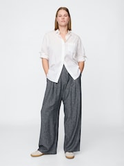 Gap Navy Blue 365 High Waisted Linen-Blend Trousers - Image 5 of 5