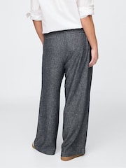 Gap Navy Blue Wide Leg Heavyweight Linen-Blend High Waisted Wide Trousers - Image 6 of 8