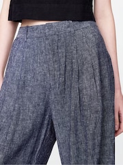 Gap Navy Blue Wide Leg Heavyweight Linen-Blend High Waisted Wide Trousers - Image 8 of 8