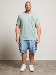 BadRhino Big & Tall Blue 100% Cotton Acid Wash Tiger Print T-Shirt - Image 1 of 5