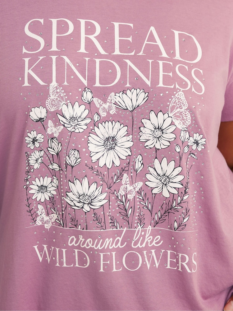 Yours Curve Pink Kindness Placement T-Shirt - Image 5 of 5