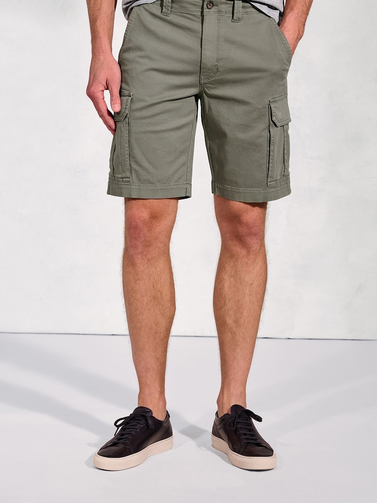 Brook Taverner Green Cotton Stretch Cargo Shorts - Image 1 of 4