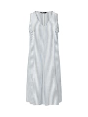 Yours Curve Blue Ground Linen Pleated Front Swing Dress - Image 1 of 1