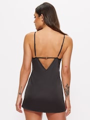 Ann Summers Black Dark Obsession Satin And Lace Chemise - Image 2 of 5