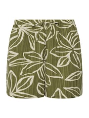 Yours Curve Green Textured Drawstring Shorts - Image 1 of 1