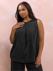 Yours Curve Black Lace Insert Scallop Vest - Image 1 of 10