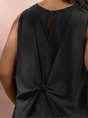 Yours Curve Black Lace Insert Scallop Vest - Image 4 of 10