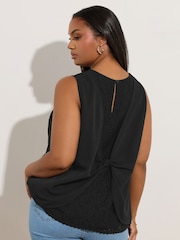 Yours Curve Black Lace Insert Scallop Vest - Image 6 of 10