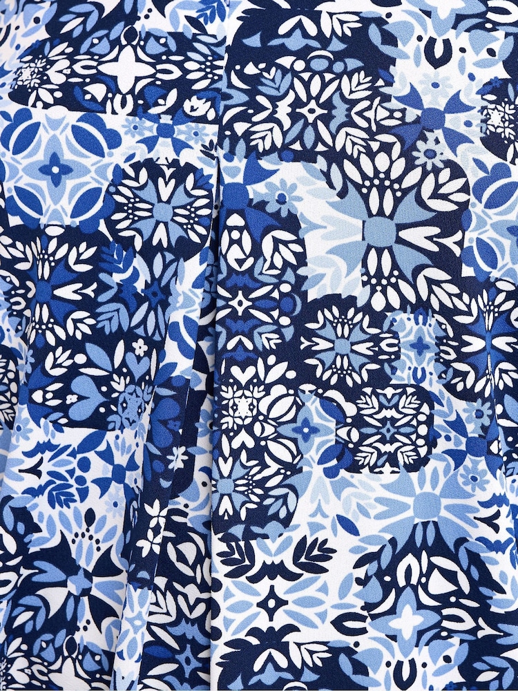 Yours Curve Blue Pleated Front Crepe Top - Image 5 of 5