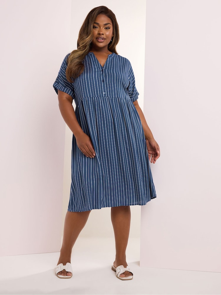 Yours Curve Stripe Notchneck Dress - Imagen 1 de 5 Yours Curve Stripe Notchneck Dress - Imagen 1 de 5