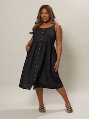 Yours Curve Black Linen Sundress - Image 1 of 5