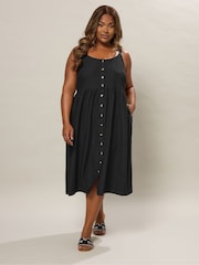 Yours Curve Black Linen Sundress - Image 2 of 5