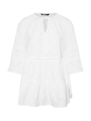 Yours Curve White Embroidered Smock Boho 100% Cotton Blouse - Image 6 of 6
