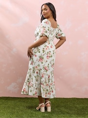 Yours Curve Pink Milkmaid Midaxi Dress - Image 4 of 6