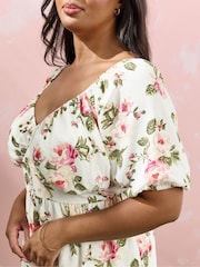 Yours Curve Pink Milkmaid Midaxi Dress - Image 5 of 6