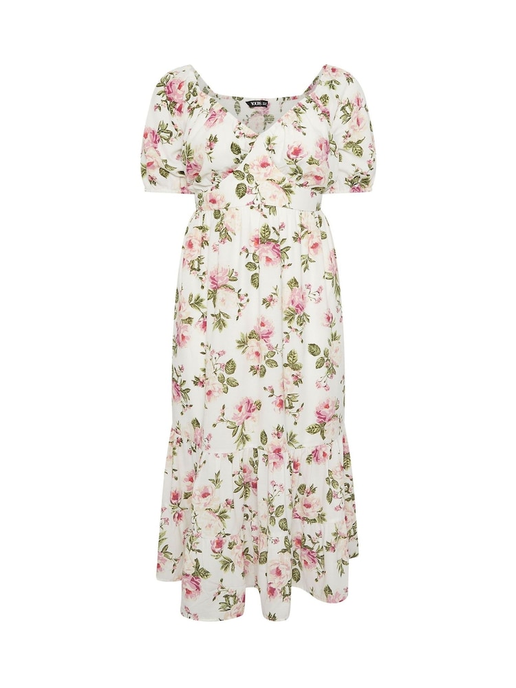 Yours Curve Pink Milkmaid Midaxi Dress - Image 6 of 6