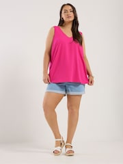 Yours Curve Pink Scallop Edge Cami - Image 2 of 5