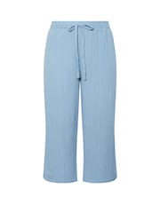 Yours Curve Blue Crinkle Midaxi Culottes - Image 3 of 3