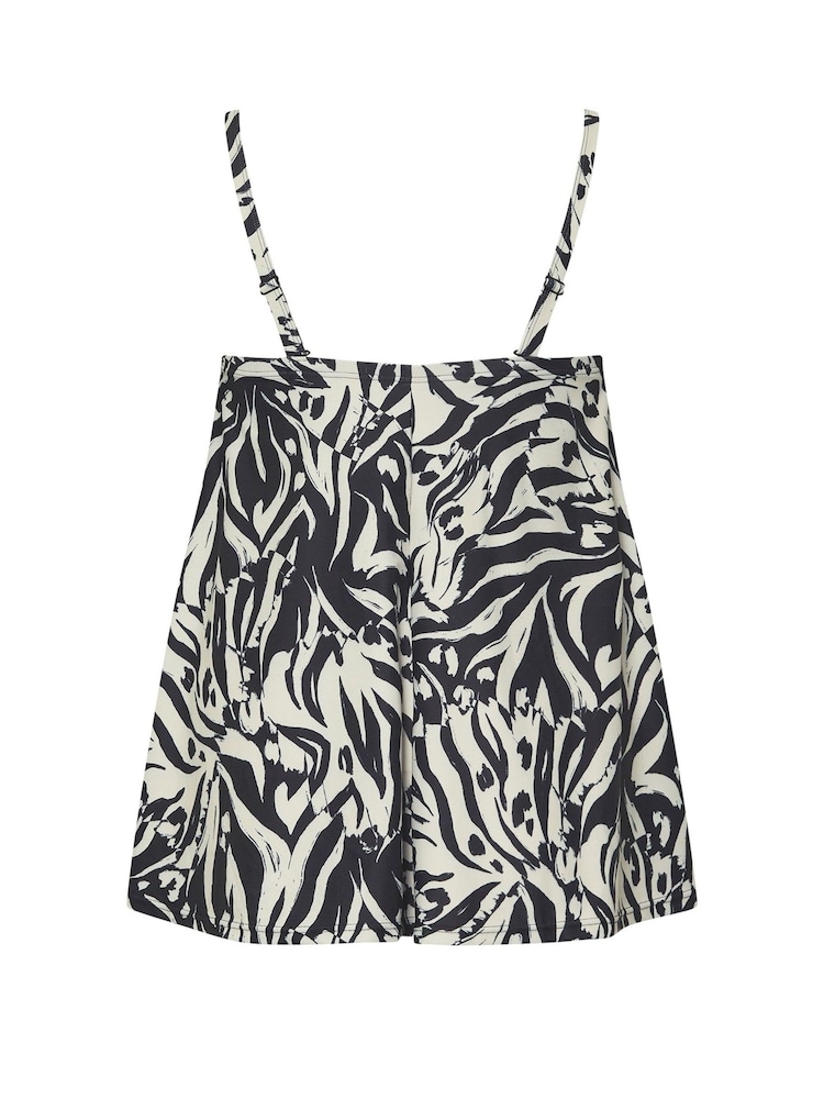 Yours Curve Black Abstract Animal Print Pleated Tankini - Image 7 of 7