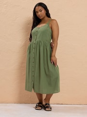 Yours Curve Green Linen Sundress - Image 2 of 5