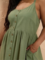 Yours Curve Green Linen Sundress - Image 4 of 5