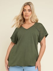 Yours Curve Green Grown On Bubblehem Crochet 100% Cotton Top - Image 1 of 5