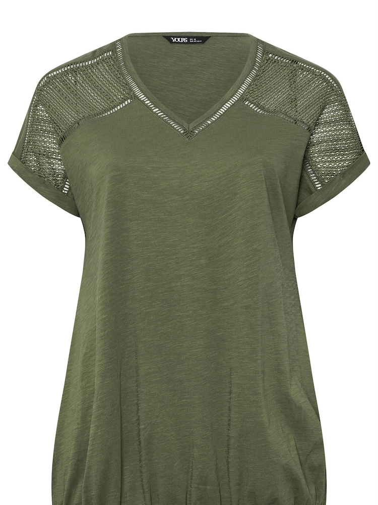 Yours Curve Green Grown On Bubblehem Crochet 100% Cotton Top - Image 5 of 5