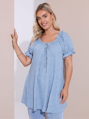 Azul - Yours Curve Frill Neck A-Line Blouse - Imagen 5 de 9