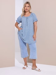 Azul - Yours Curve Frill Neck A-Line Blouse - Imagen 6 de 9