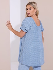 Azul - Yours Curve Frill Neck A-Line Blouse - Imagen 7 de 9