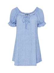 Azul - Yours Curve Frill Neck A-Line Blouse - Imagen 9 de 9