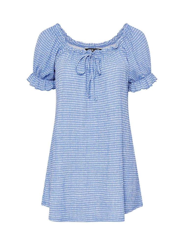 Azul - Yours Curve Frill Neck A-Line Blouse - Imagen 9 de 9
