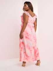 Yours Curve Pink Ruffle Maxi Dress - Image 8 of 10
