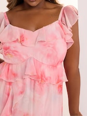 Yours Curve Pink Ruffle Maxi Dress - Image 9 of 10