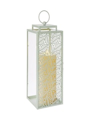 Premier Decorations Ltd Sage Green Metal and Glass Lantern - Image 1 of 2