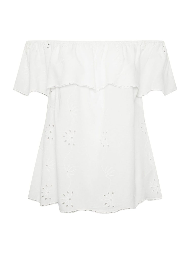 Yours Curve White Broderie Bardot Blouse - Image 5 of 5