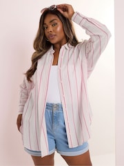 Yours Curve Pink Long Sleeve Shirt - Image 1 of 5