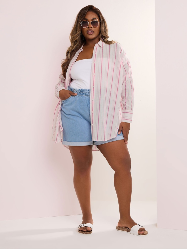 Yours Curve Pink Long Sleeve Shirt - Image 2 of 5